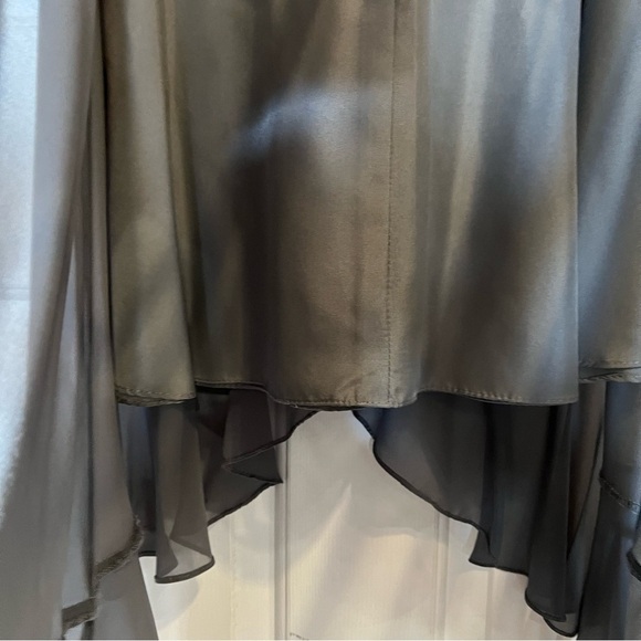 JJ House Women’s Lace Chiffon Ruffled High Low, Steel Grey Dress, #69 - Picture 11 of 16